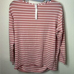 Lululemon Back in Action Pink White Yachtie Striped Long Sleeve Tee Size 2